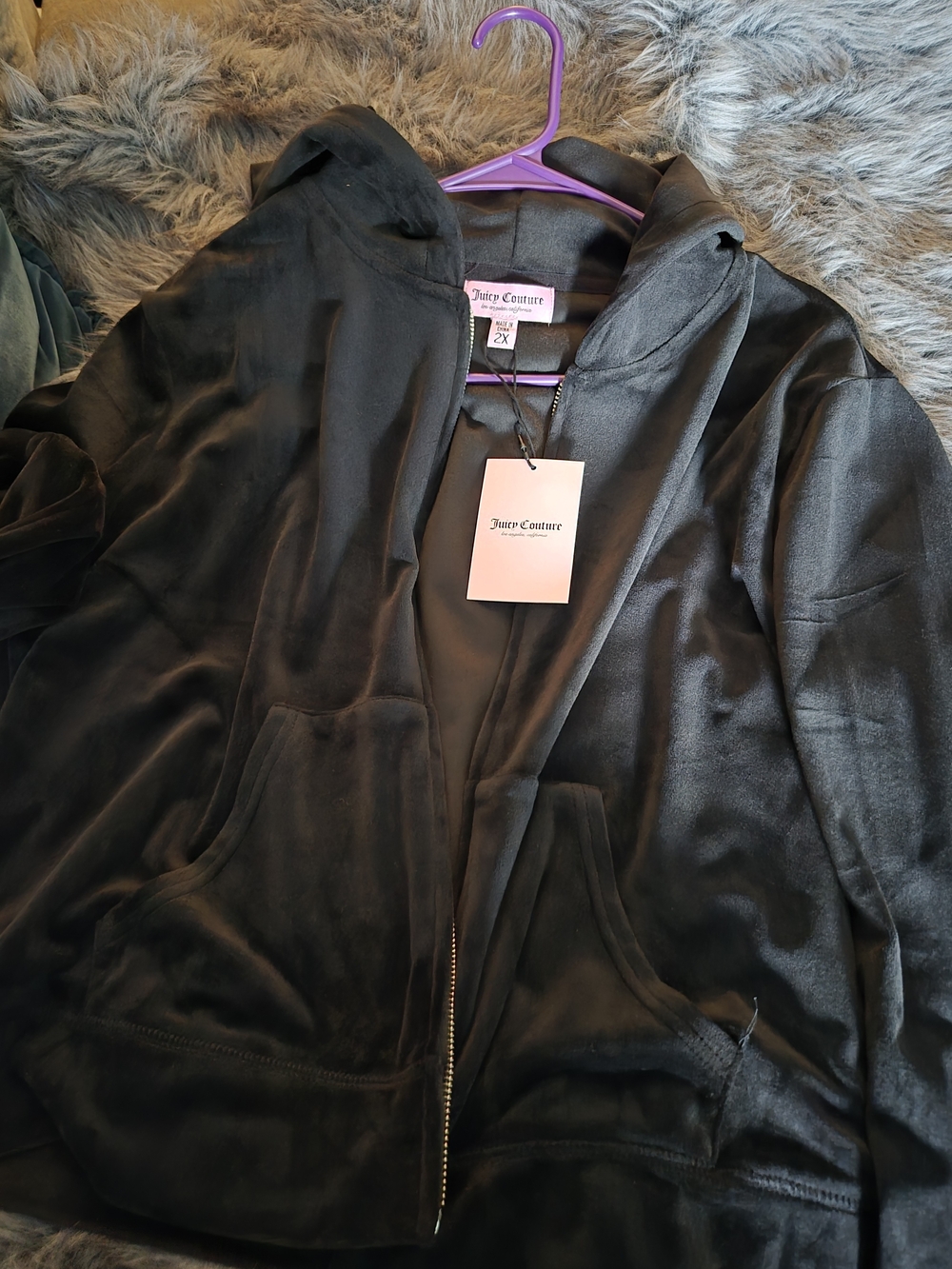 Juicy Couture Sweats Women's Black Velour Zip Hoodie And Sweat Pants